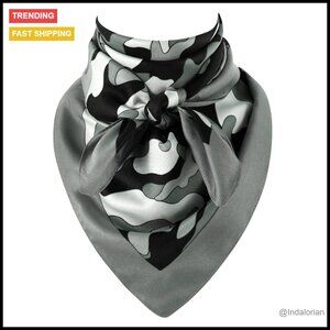 Silk Feel Camo Print Wild Rag Western Scarf Tactical Head Bandana Multiuse